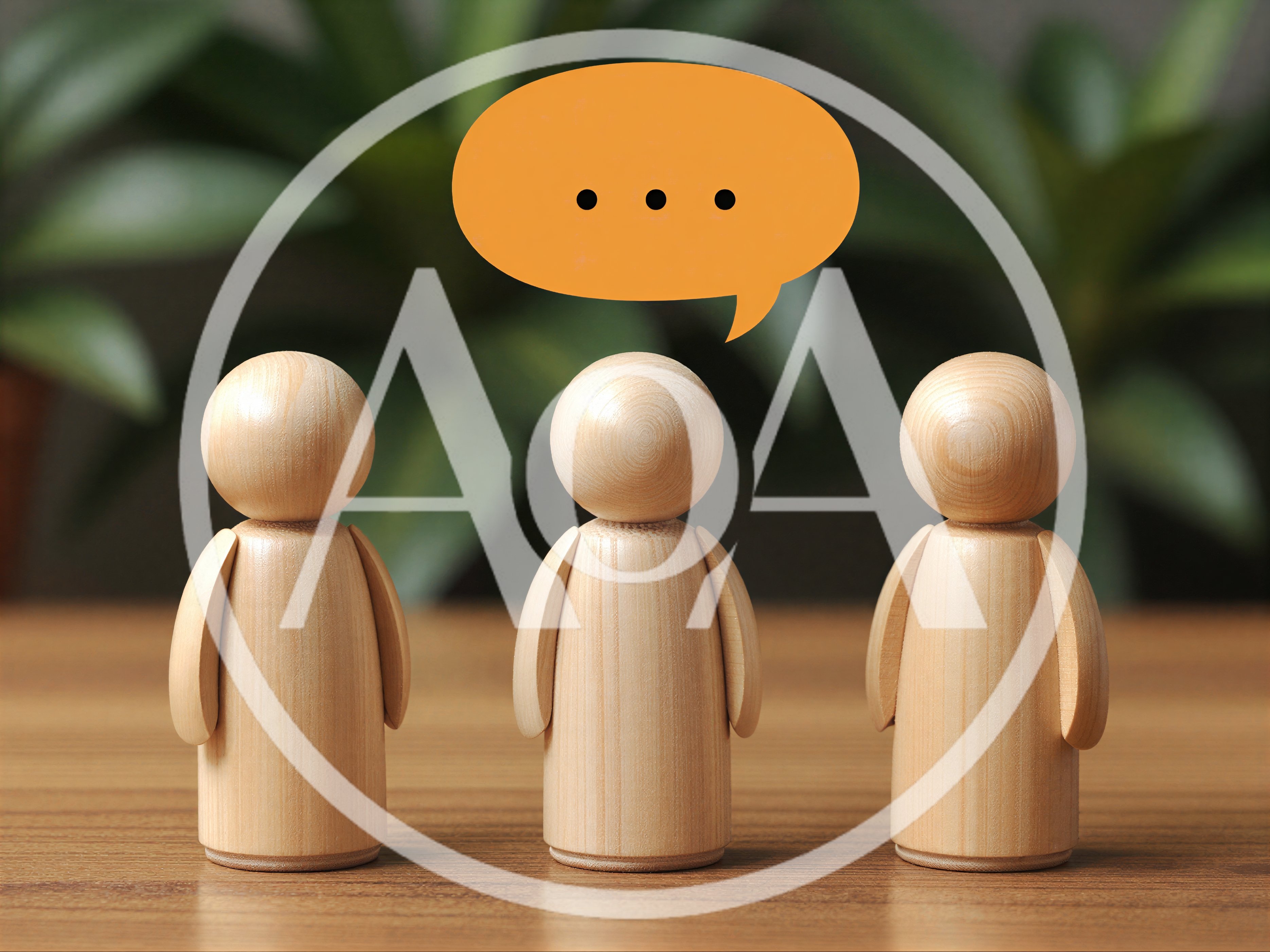 Three Wooden Peg Dolls With Speech Bubble