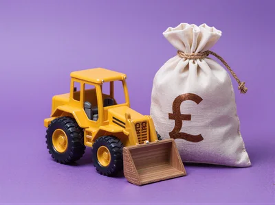 Toy Tractor And Money Bag With Pound Symbol