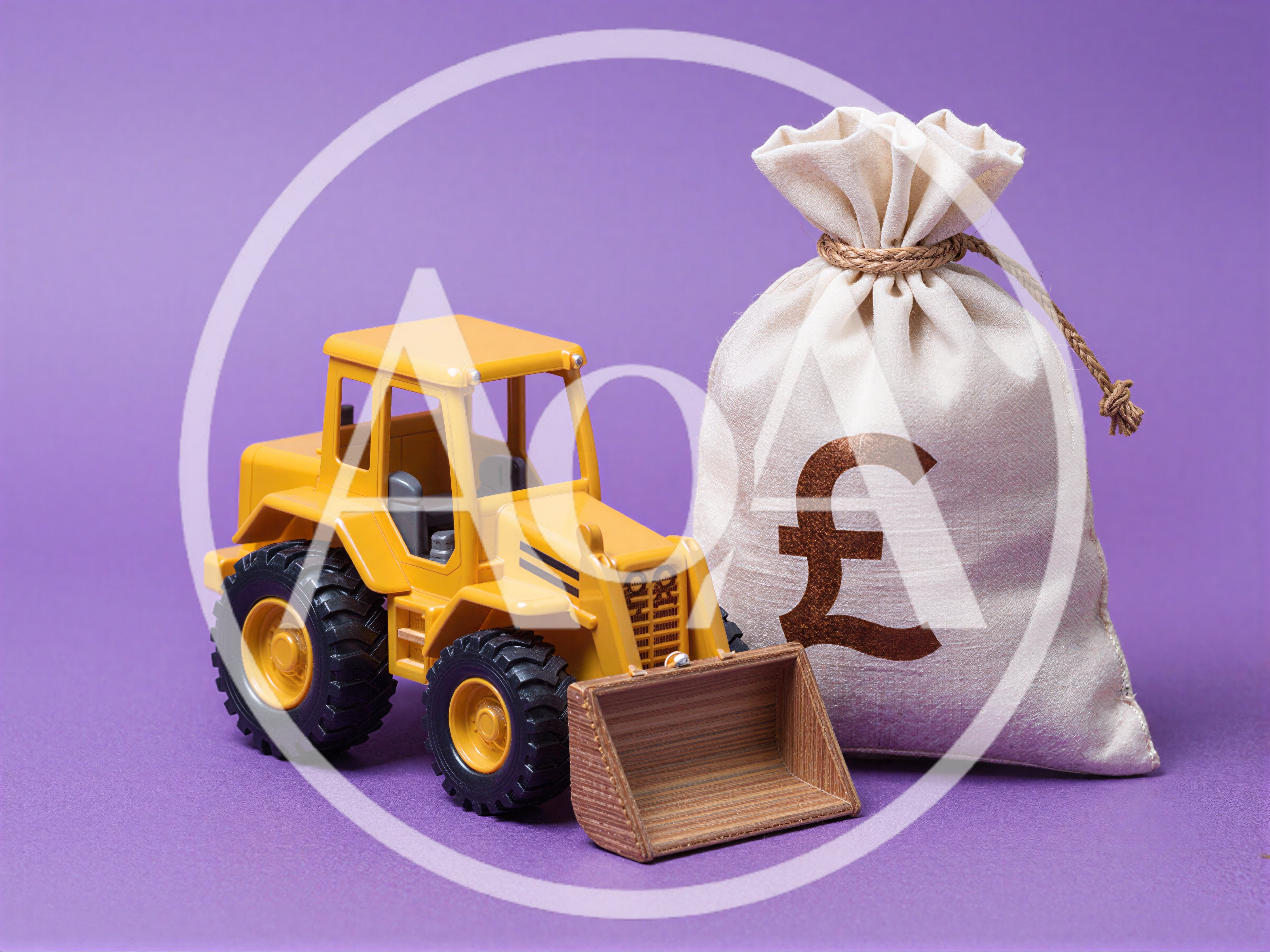 Toy Tractor And Money Bag With Pound Symbol