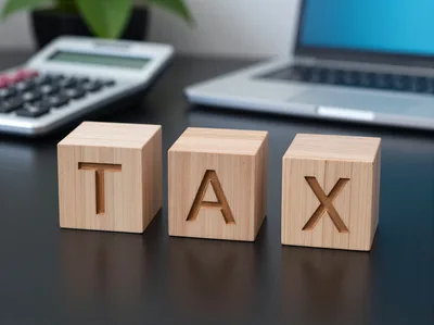 Wooden Blocks Spelling Tax On Office Desk