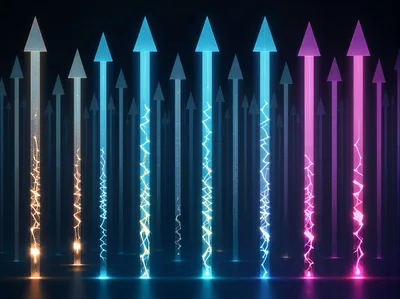 Abstract Glowing Arrows With Electric Lightning Effects