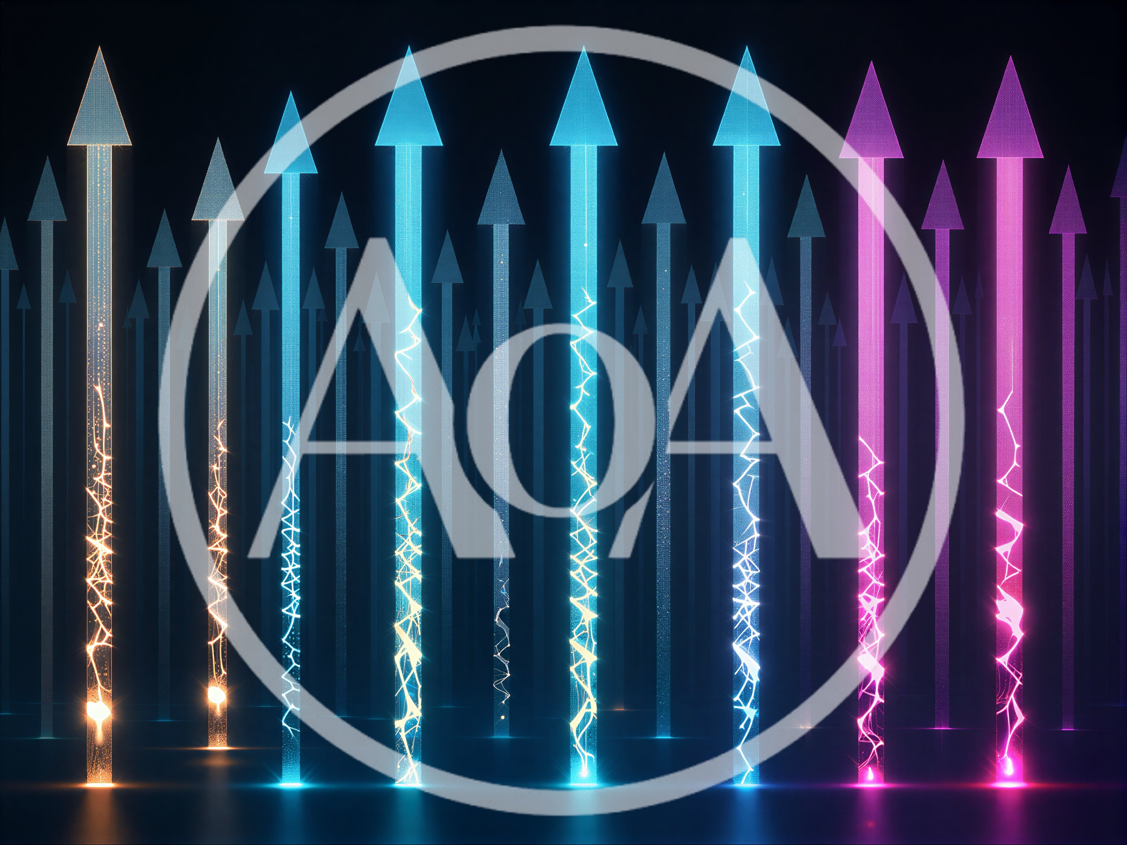 Abstract Glowing Arrows With Electric Lightning Effects