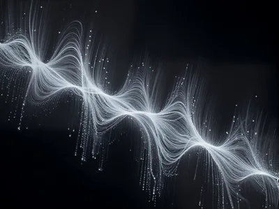 Abstract Digital Waveform Of Glowing White Particles
