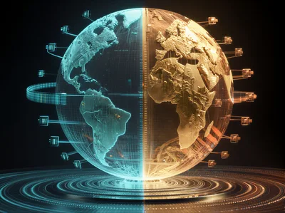 Digital Earth Globe With Global Connectivity Network