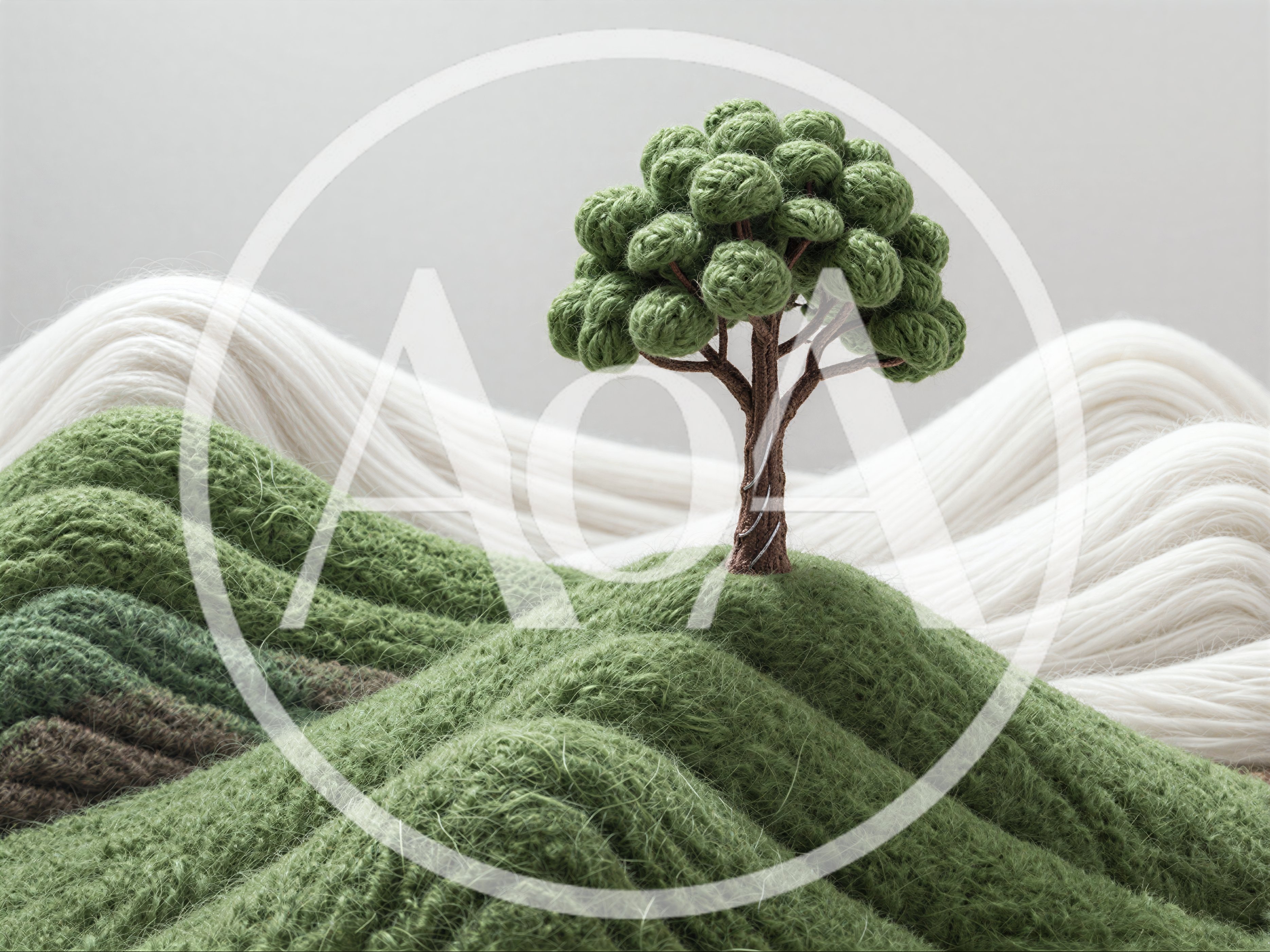 Knitted Landscape With A Single Tree