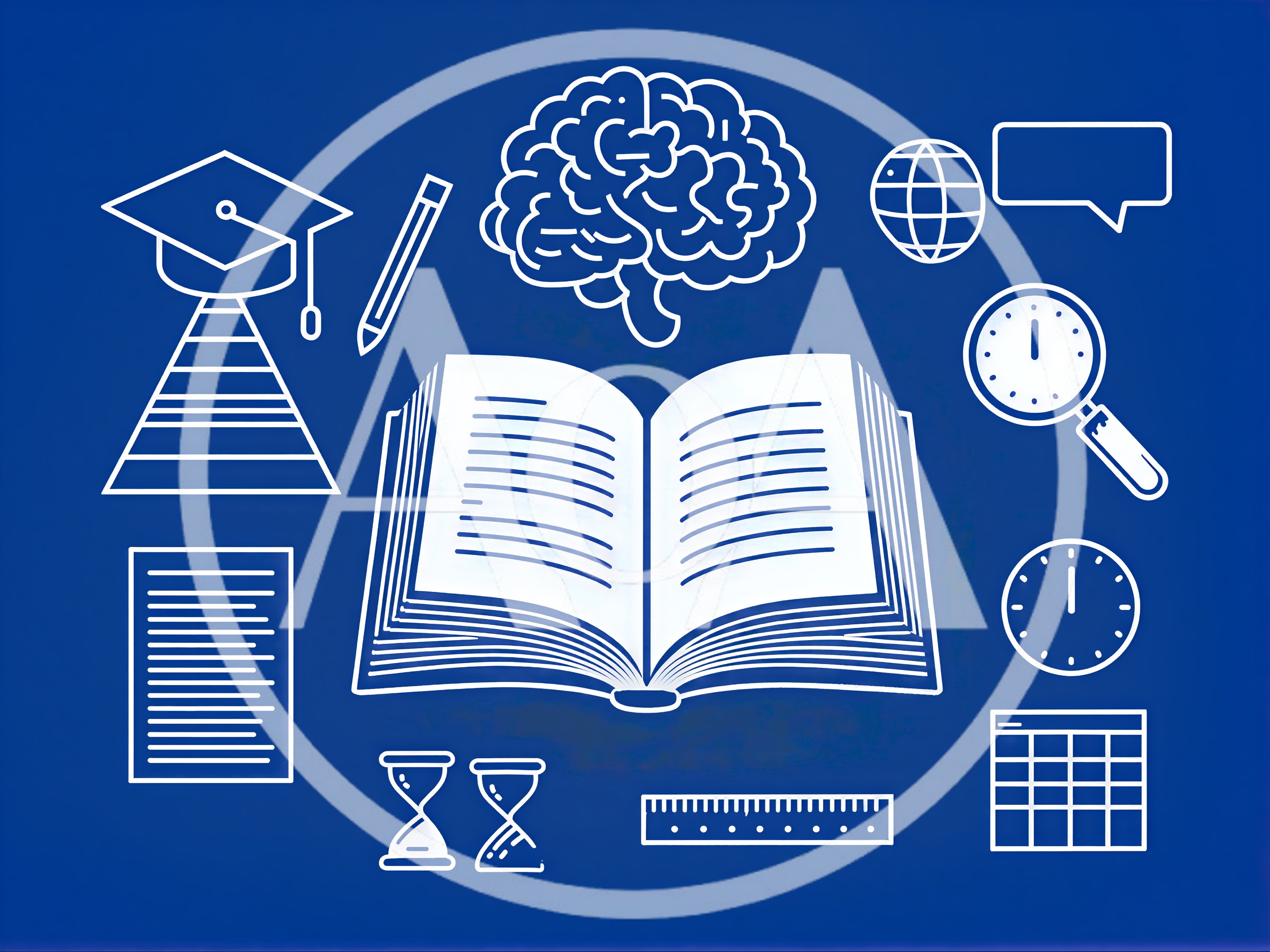 Education And Learning Concept Icons On Blue Background