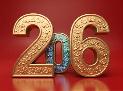 3D Golden Number 206 With Ornate Floral Patterns