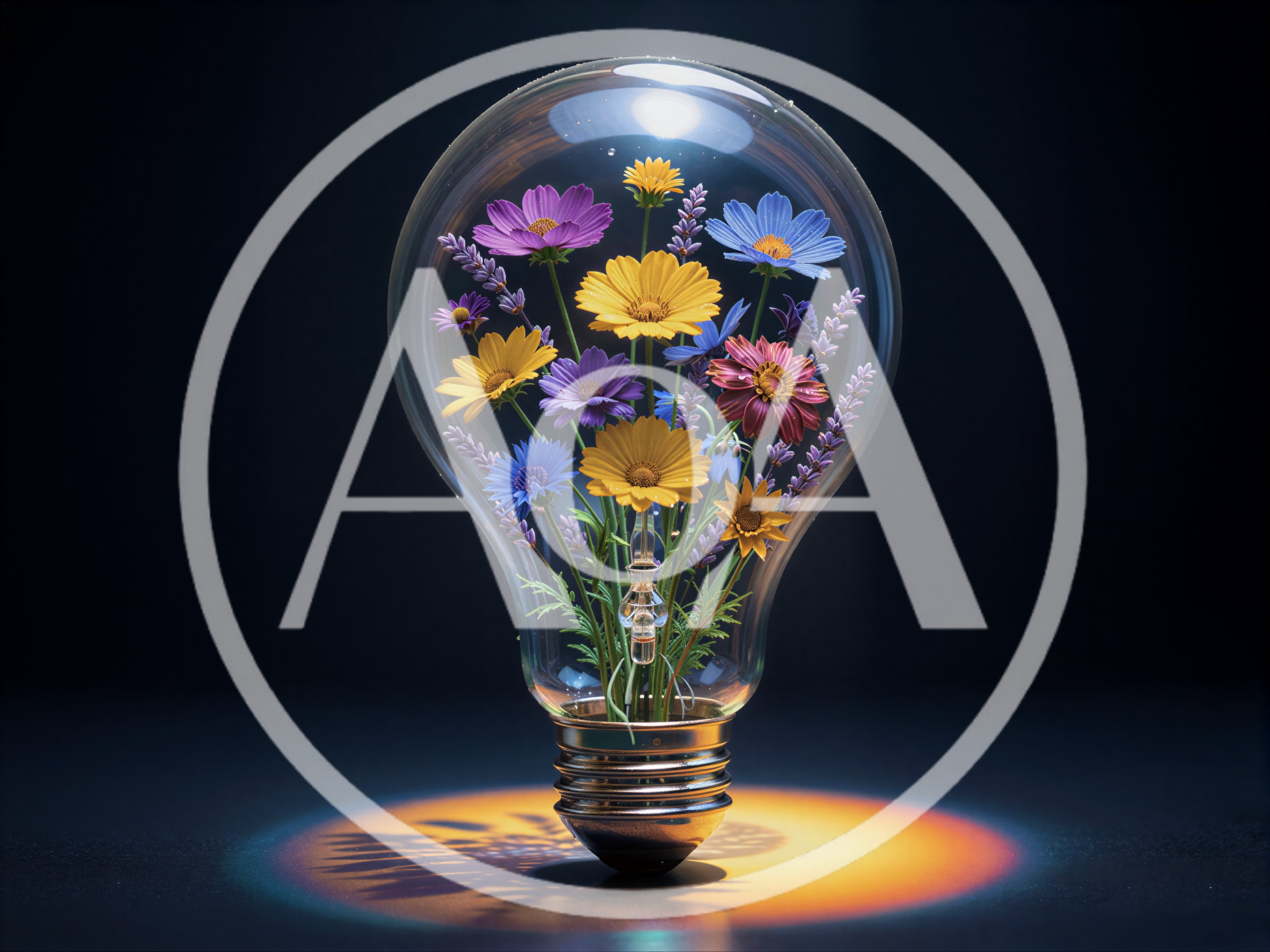 Flowers Blooming Inside A Glass Light Bulb