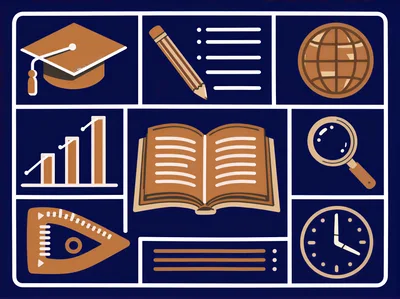 Educational Icons Set Featuring Academic Symbols And Tools