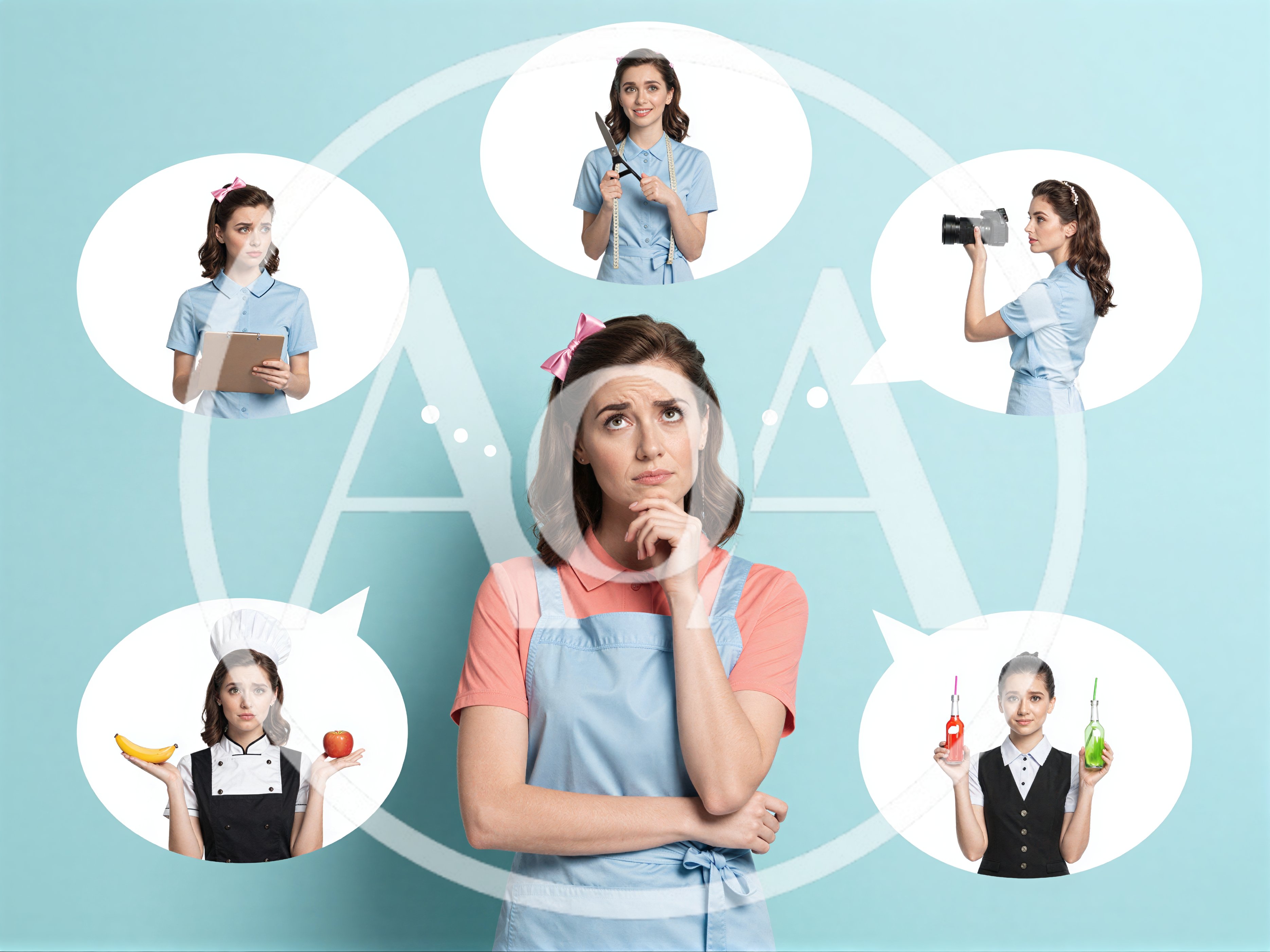 Pensive Woman Imagining Various Career Paths