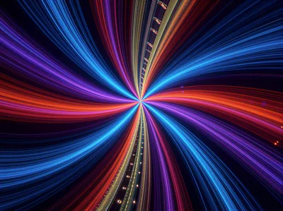 Abstract Digital Tunnel With Glowing Neon Light Streaks