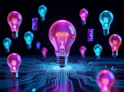 Digital Light Bulb Concept on Circuit Board