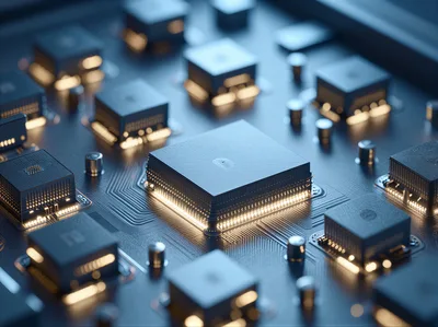 Close Up Of A High Tech Computer Processor Chip