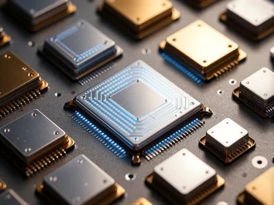 High Tech Computer Processor Chips On Circuit Board