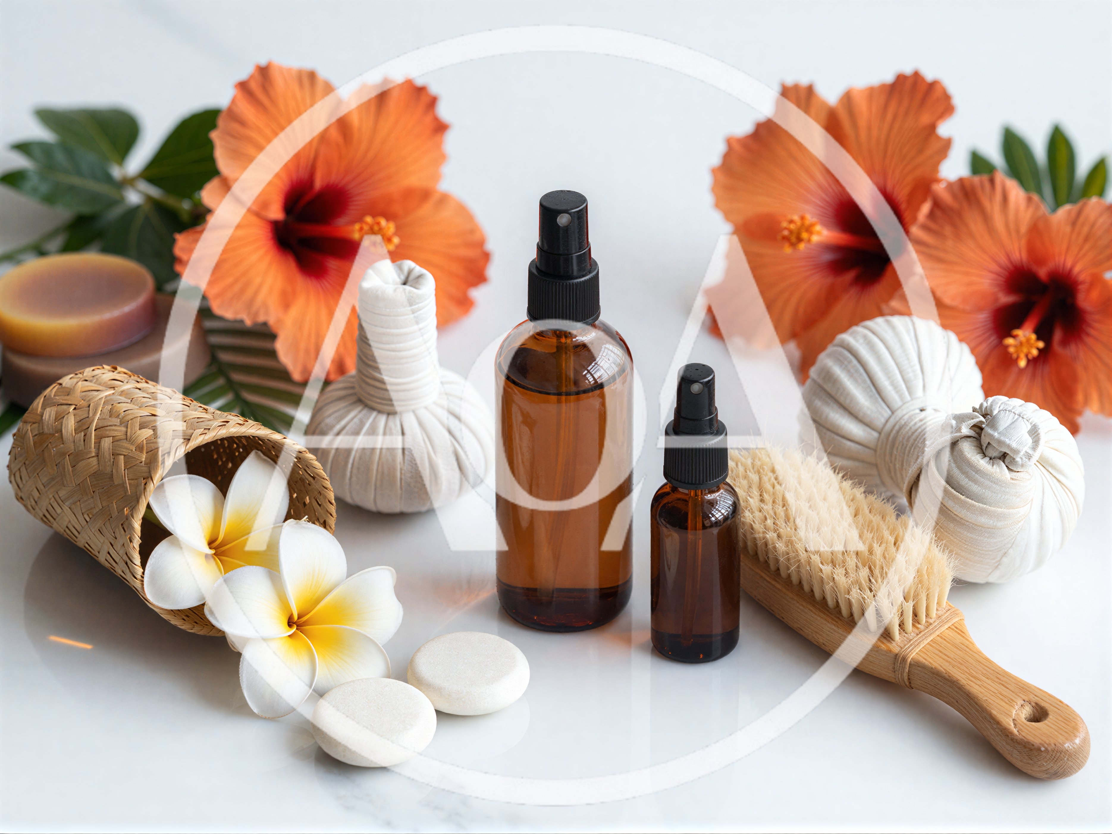 Spa Wellness Still Life With Essential Oils And Flowers