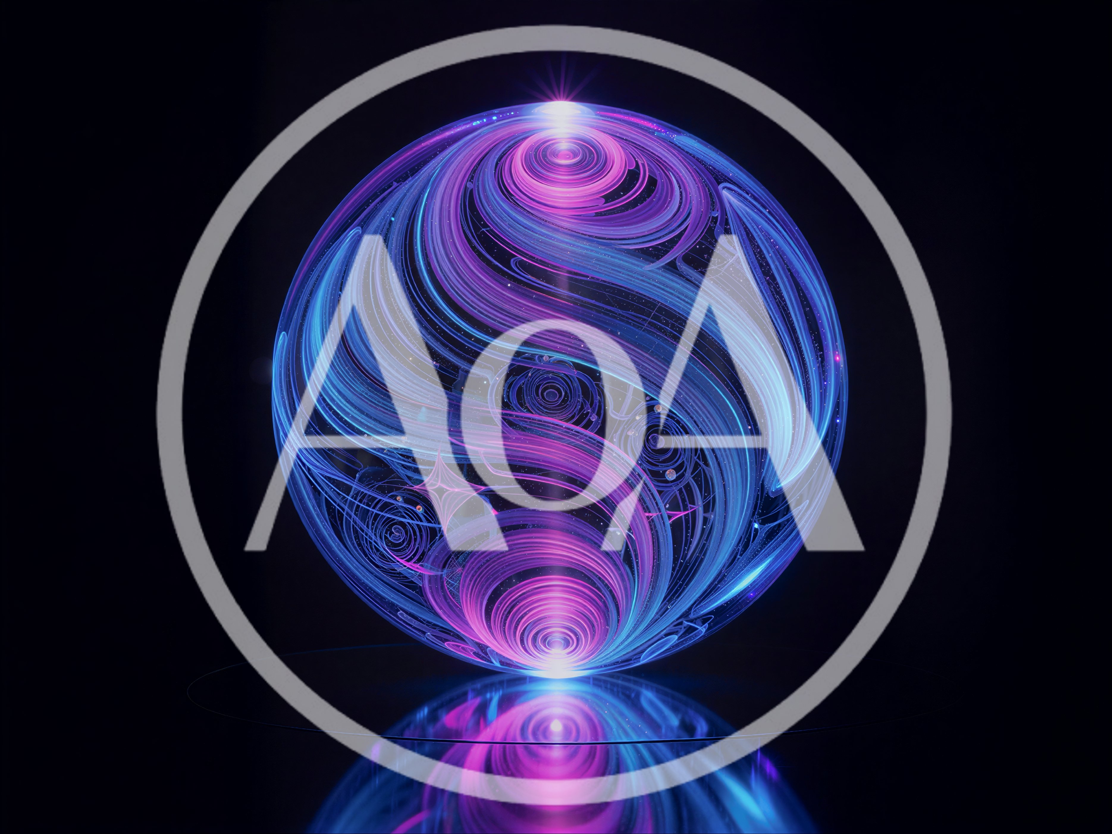 Abstract Glowing Energy Sphere With Swirling Neon Patterns
