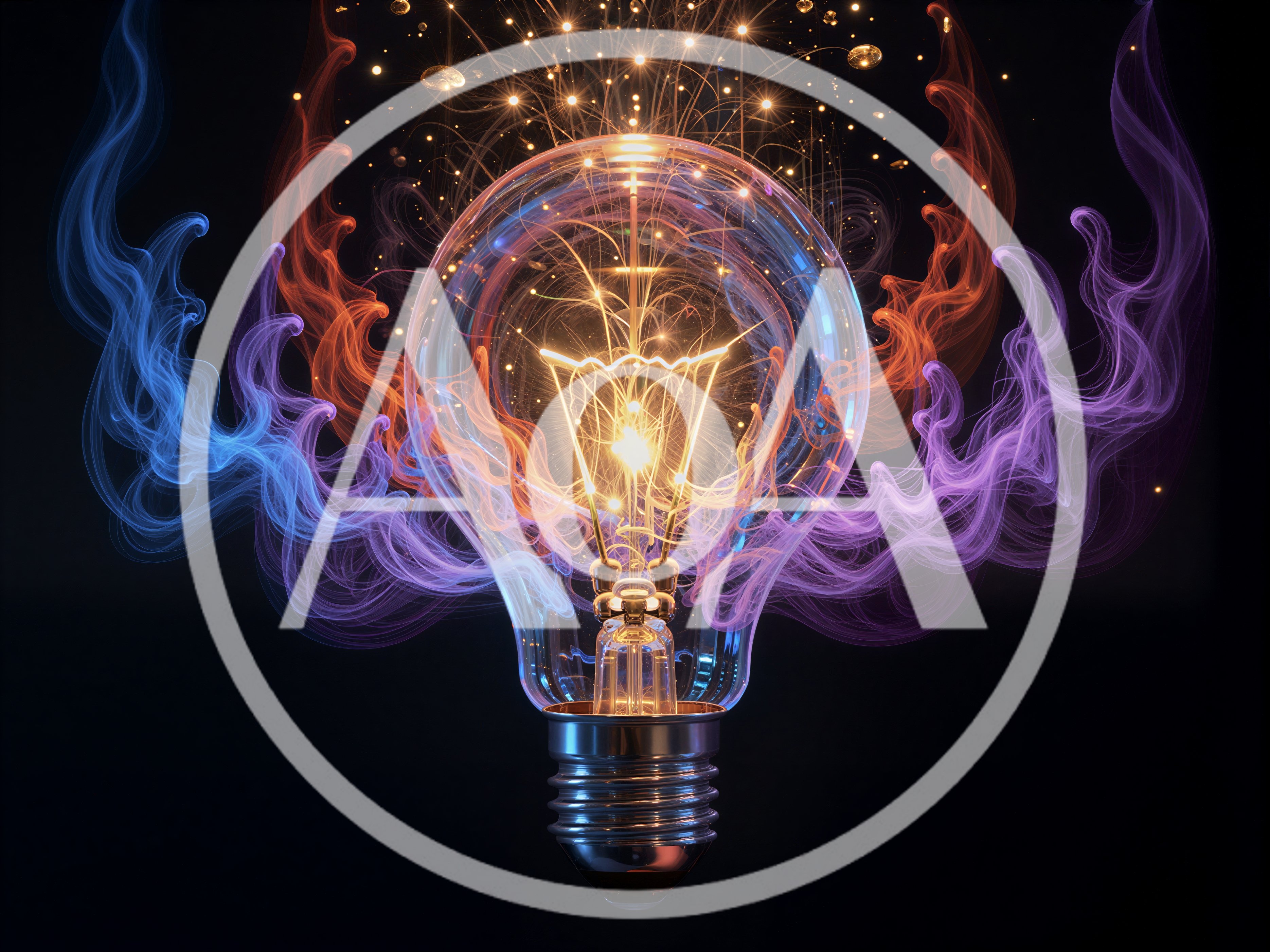Glowing Light Bulb With Abstract Colorful Smoke Effects
