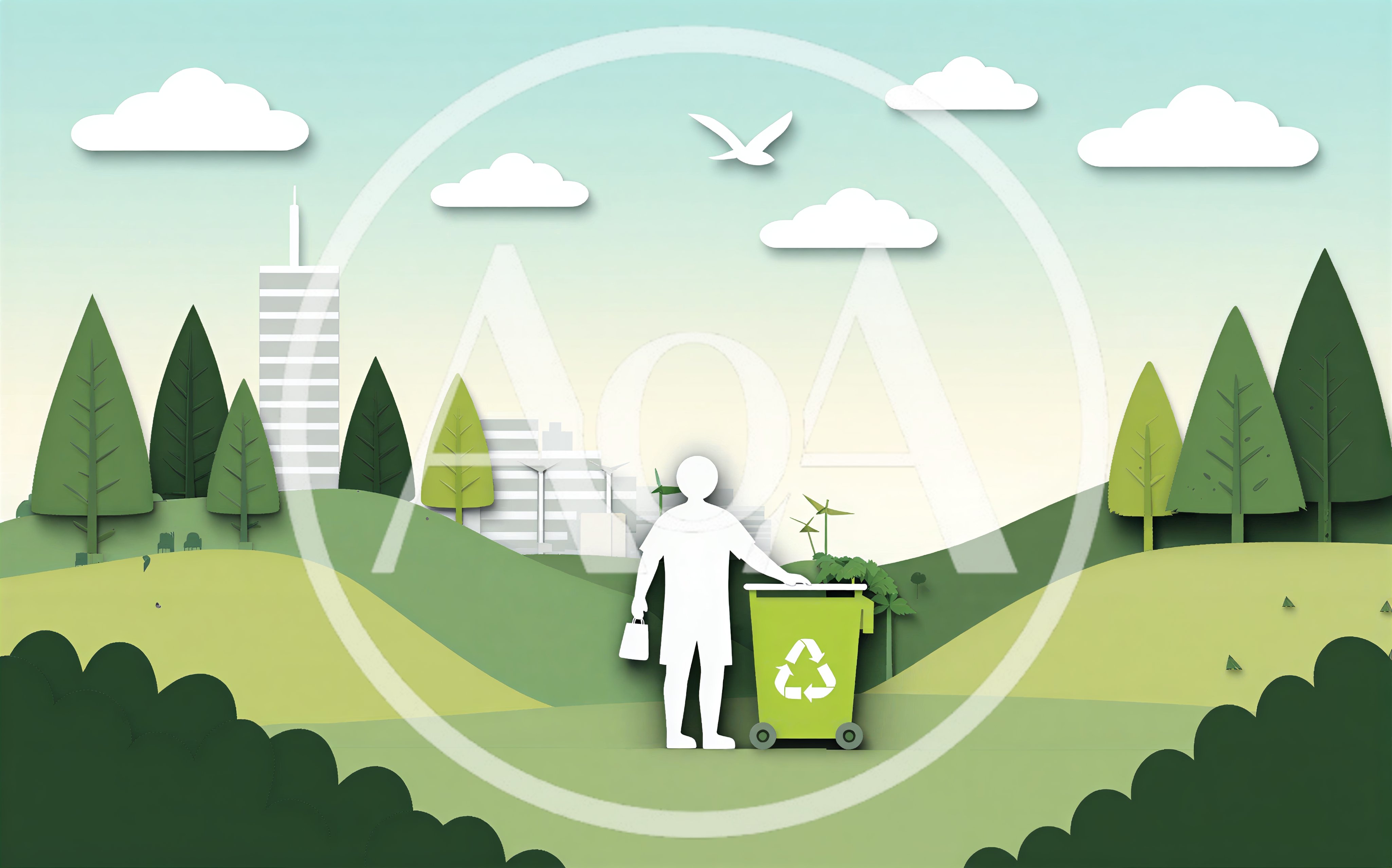 Paper Cutout Illustration Of Person Recycling In Nature