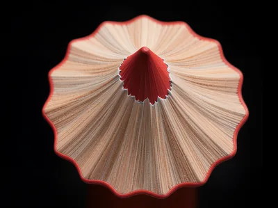 Macro Top View Of A Sharpened Red Pencil