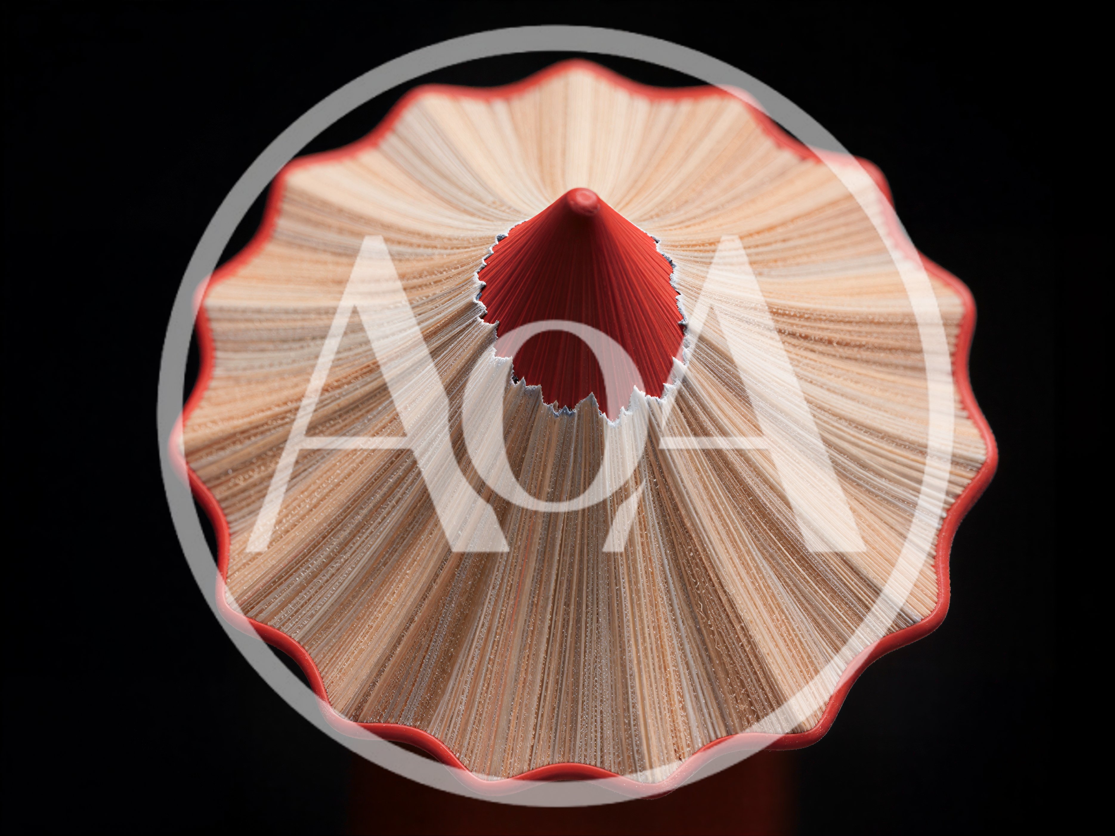 Macro Top View Of A Sharpened Red Pencil