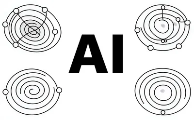 Abstract Artificial Intelligence Concept With Spiral Orbit Graphics