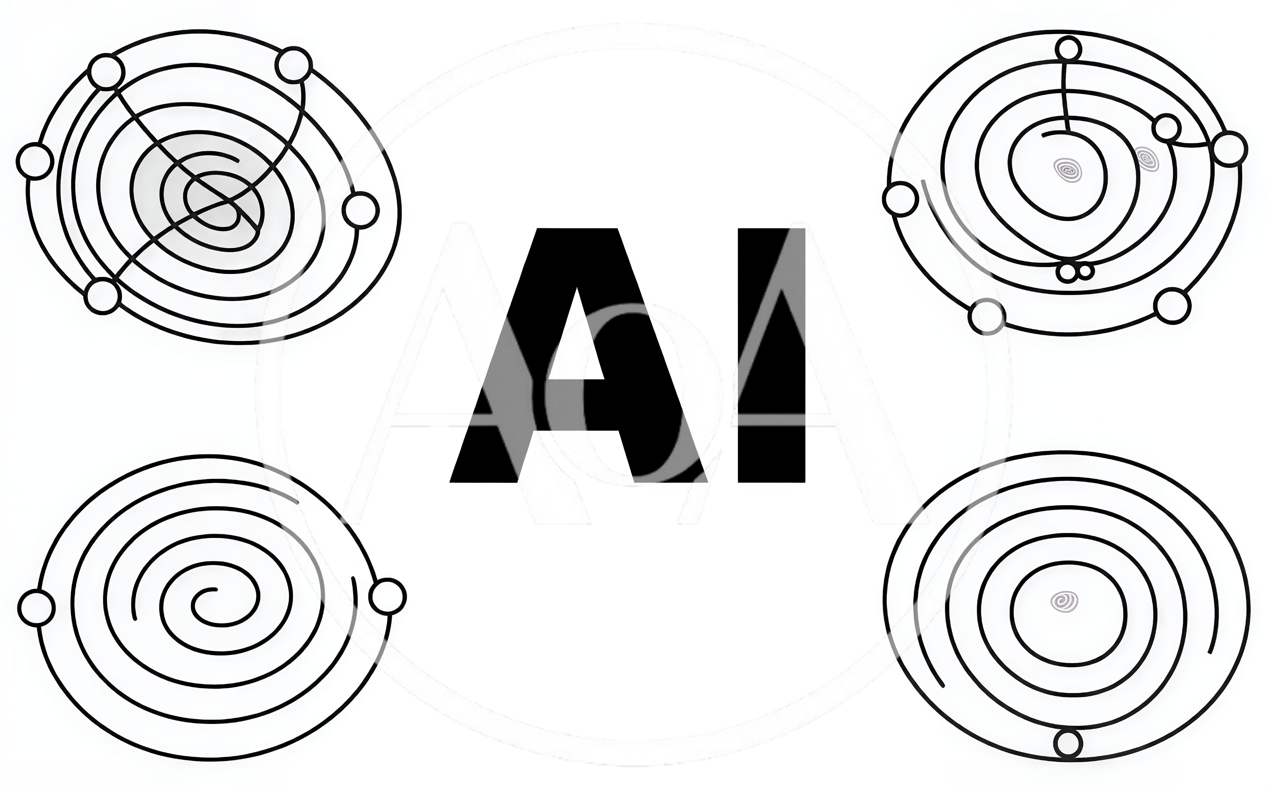 Abstract Artificial Intelligence Concept With Spiral Orbit Graphics