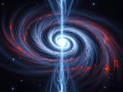 Cosmic Spiral Galaxy With Powerful Energy Jets