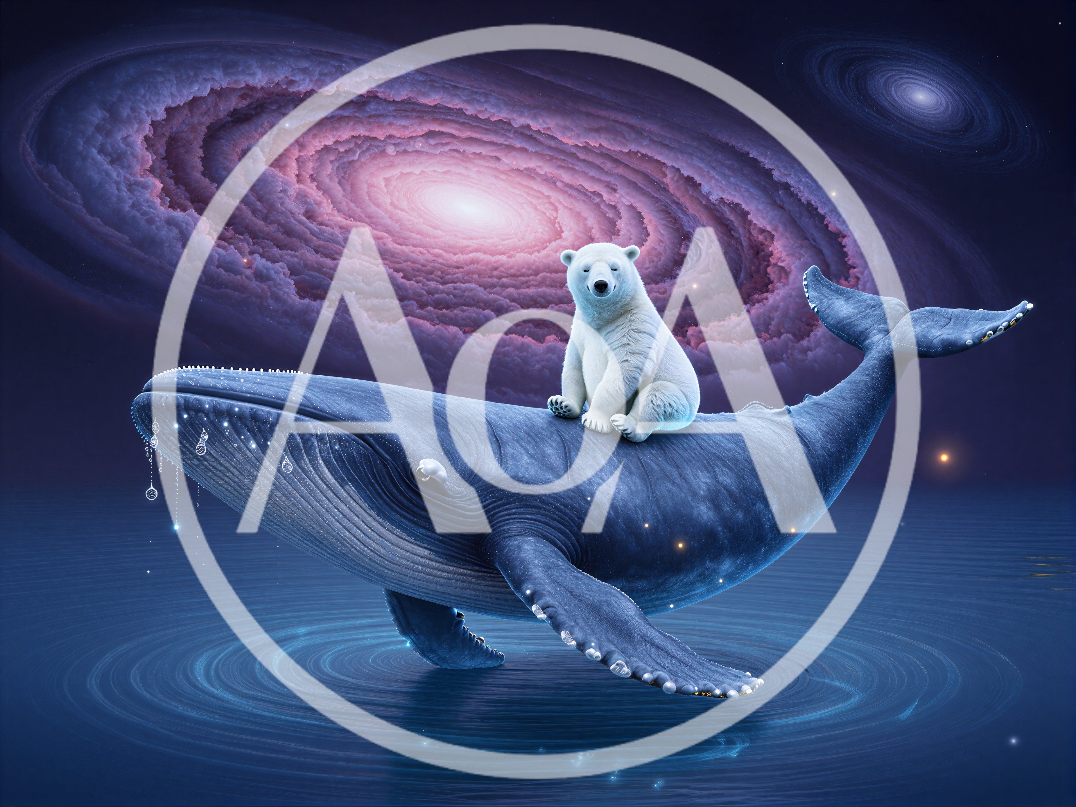 Polar Bear Riding A Giant Whale In Space