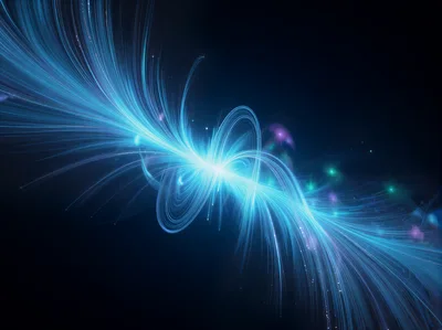 Abstract Blue Light Trails And Energy Particles