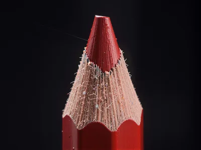 Extreme Macro Close Up Of A Red Pencil Tip