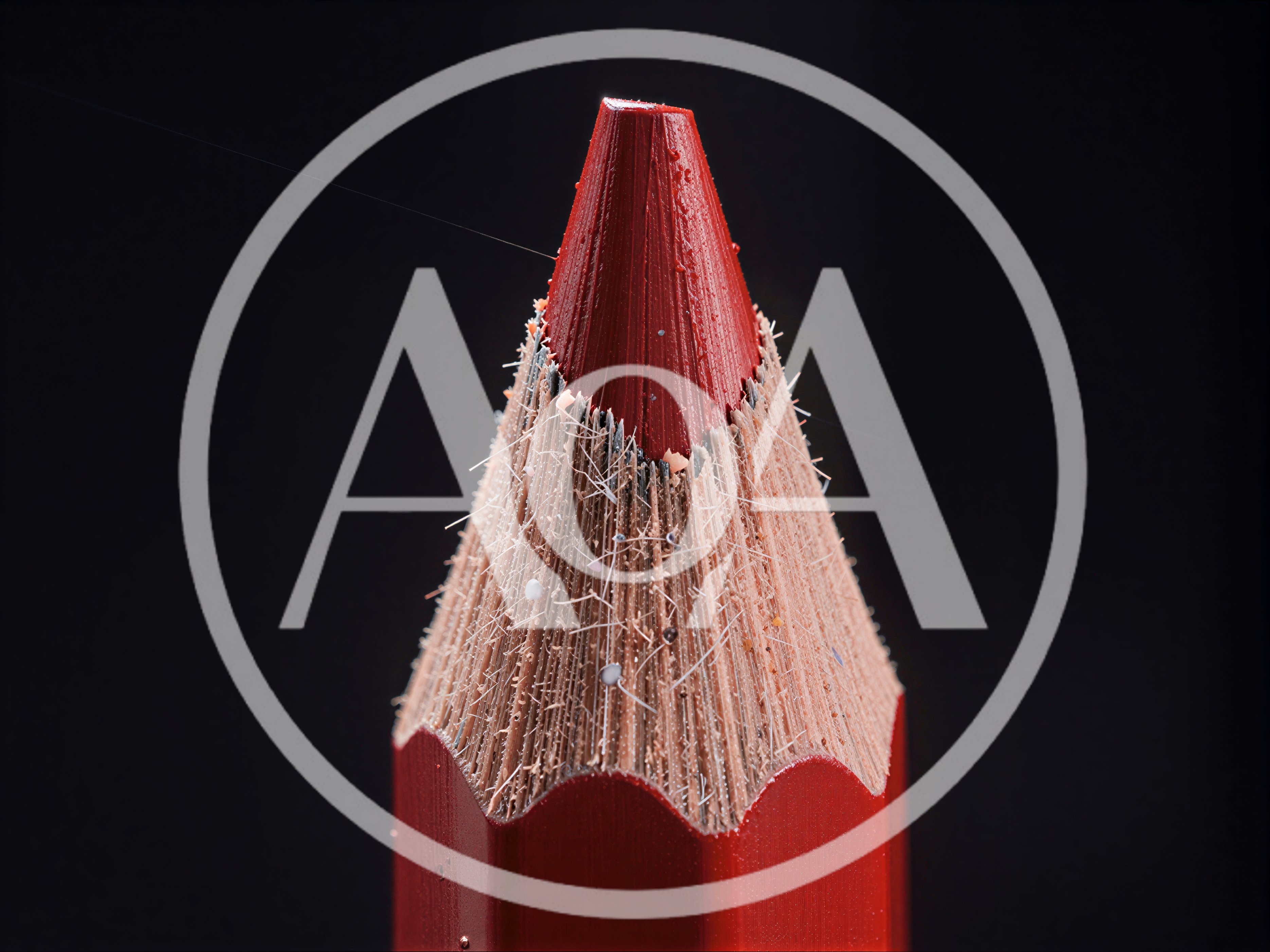 Extreme Macro Close Up Of A Red Pencil Tip