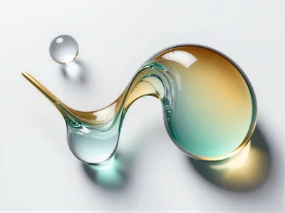 Abstract Glass Sculpture With Fluid Gradient Colors