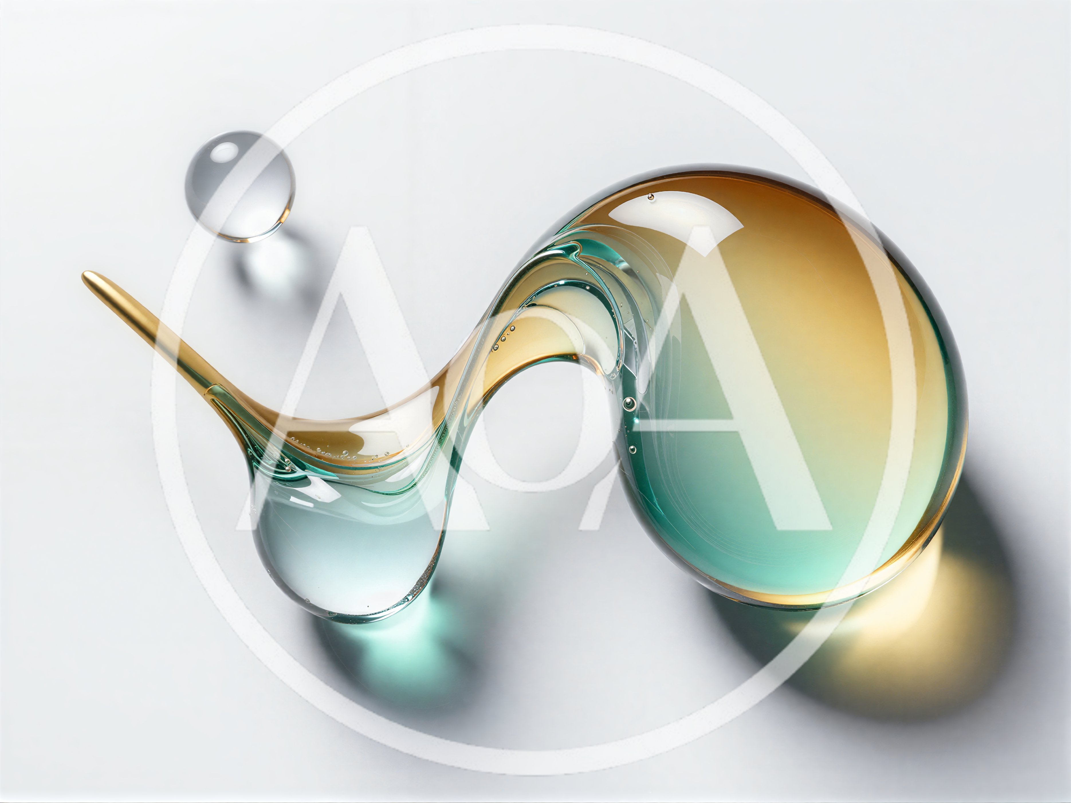 Abstract Glass Sculpture With Fluid Gradient Colors