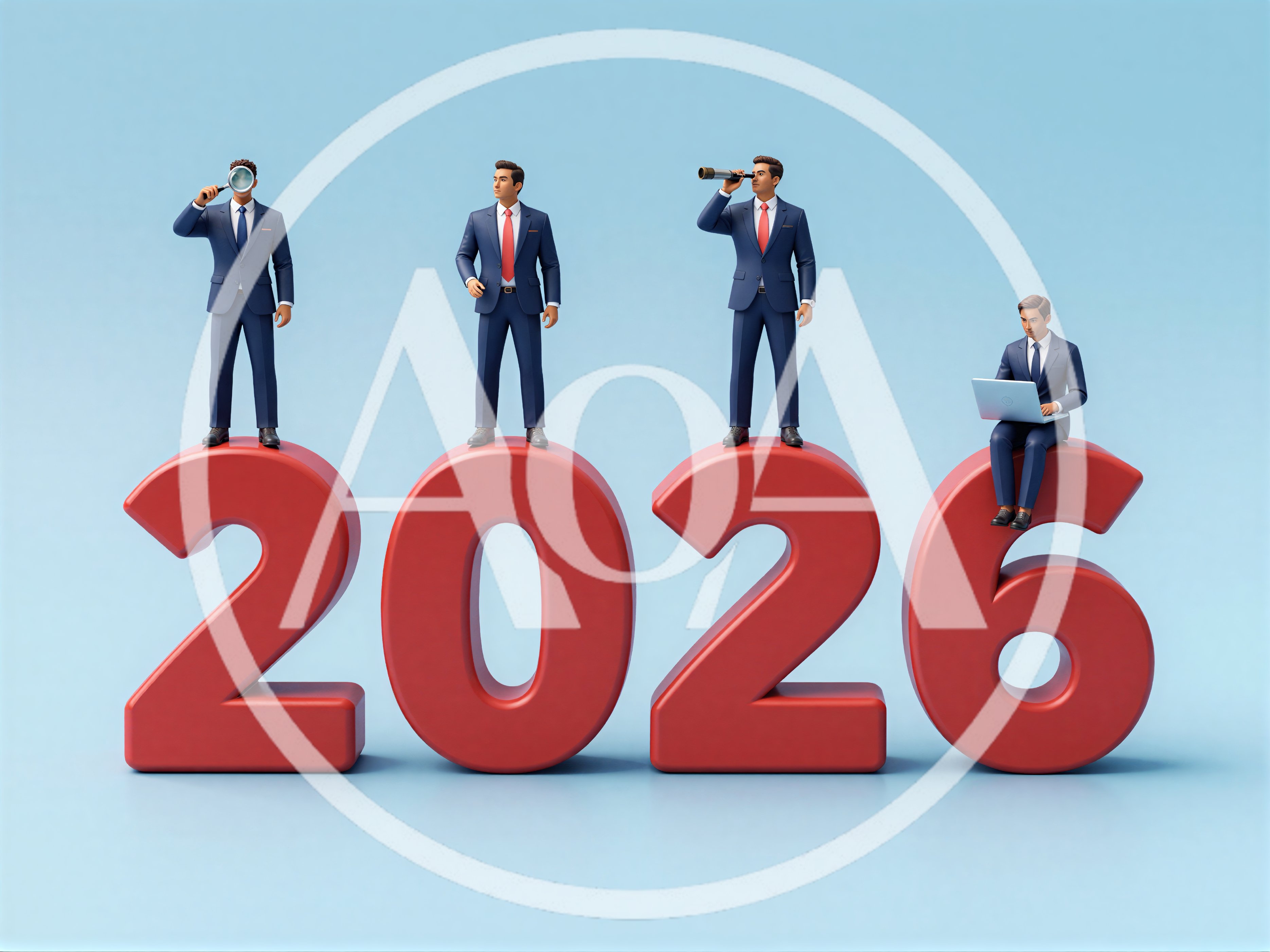 Businessmen Standing On Large 2026 Numbers