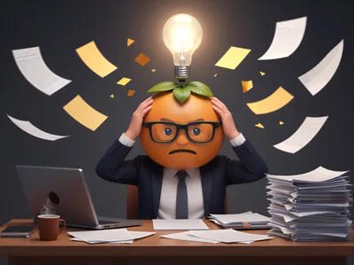 Stressed Orange Businessman With Lightbulb Idea