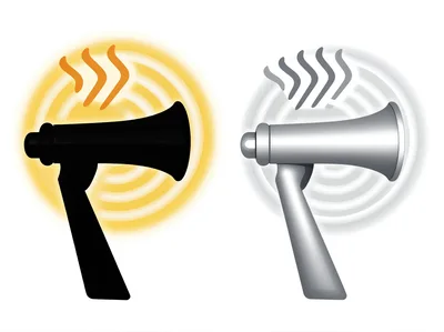 Black And Silver Megaphone Icons With Sound Waves