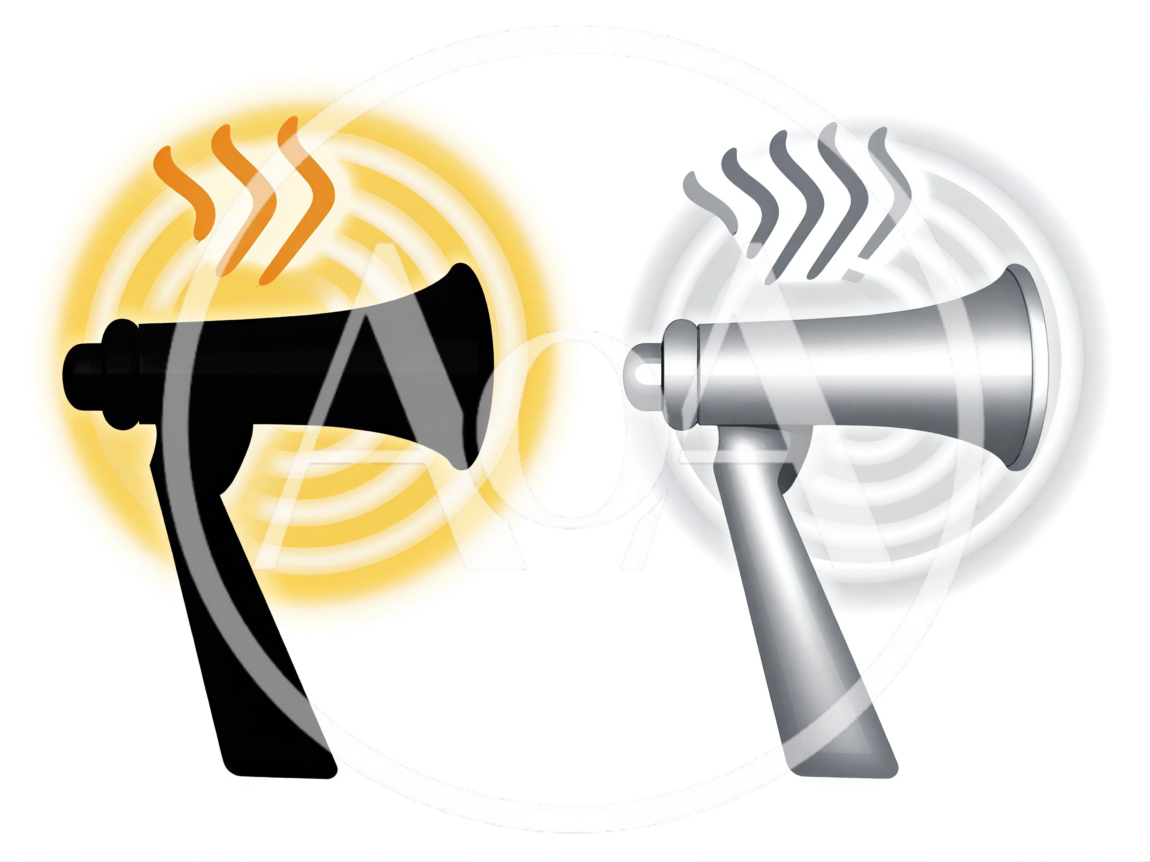 Black And Silver Megaphone Icons With Sound Waves