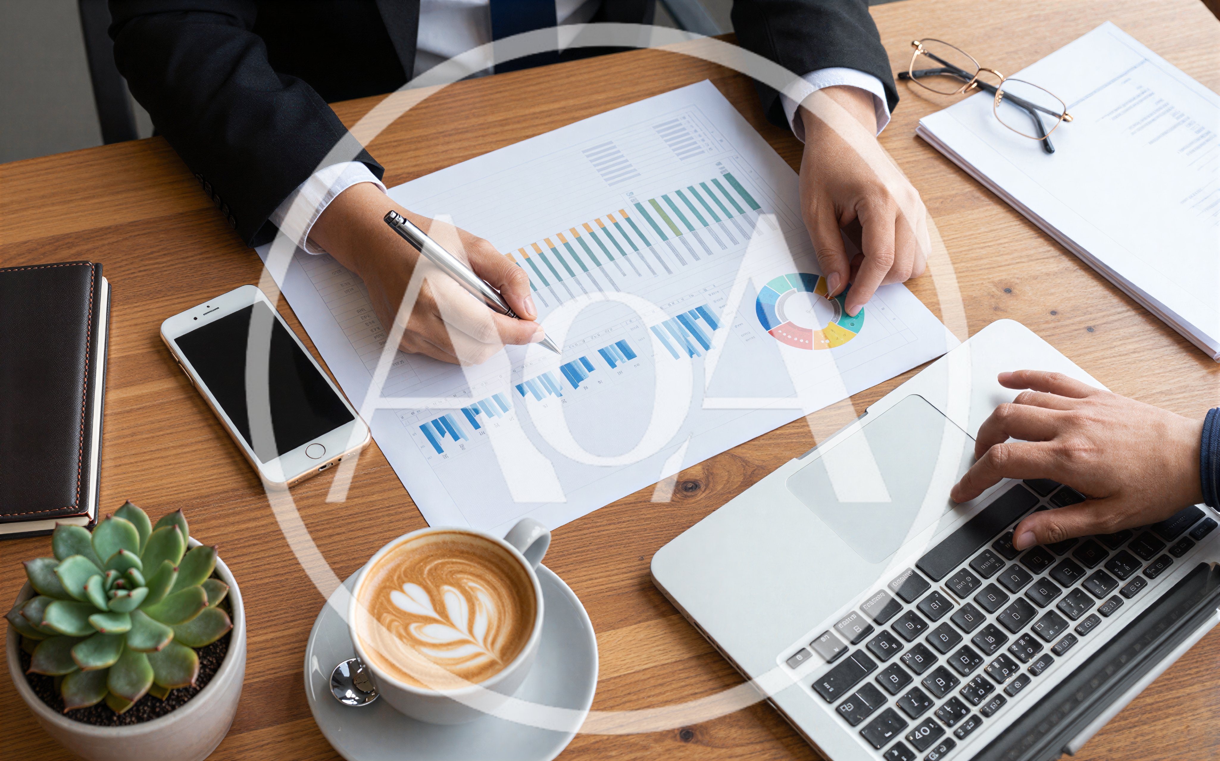Business Professionals Analyzing Financial Charts At Office Desk