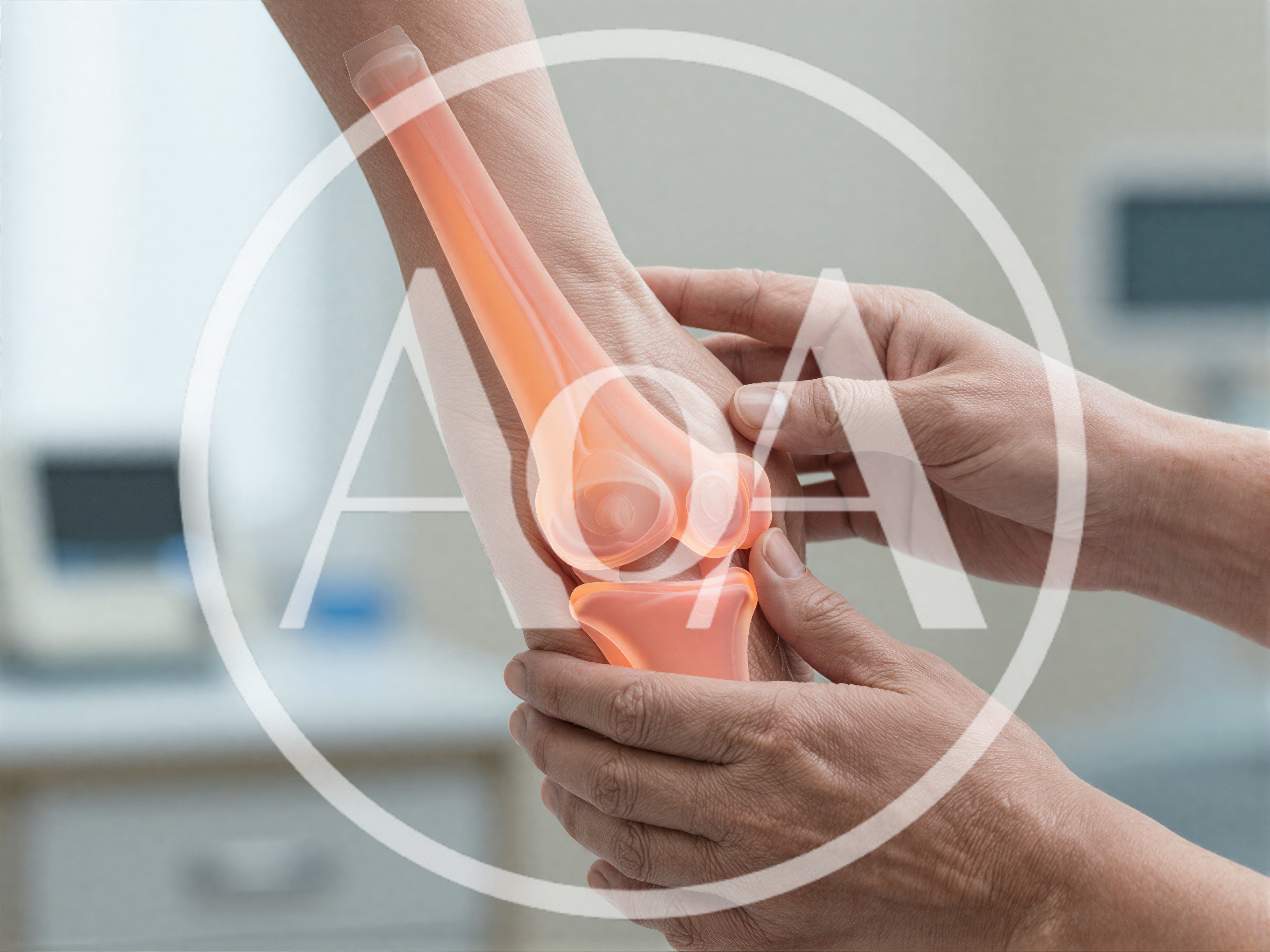 Doctor Examining Patient Knee Joint With Digital Overlay