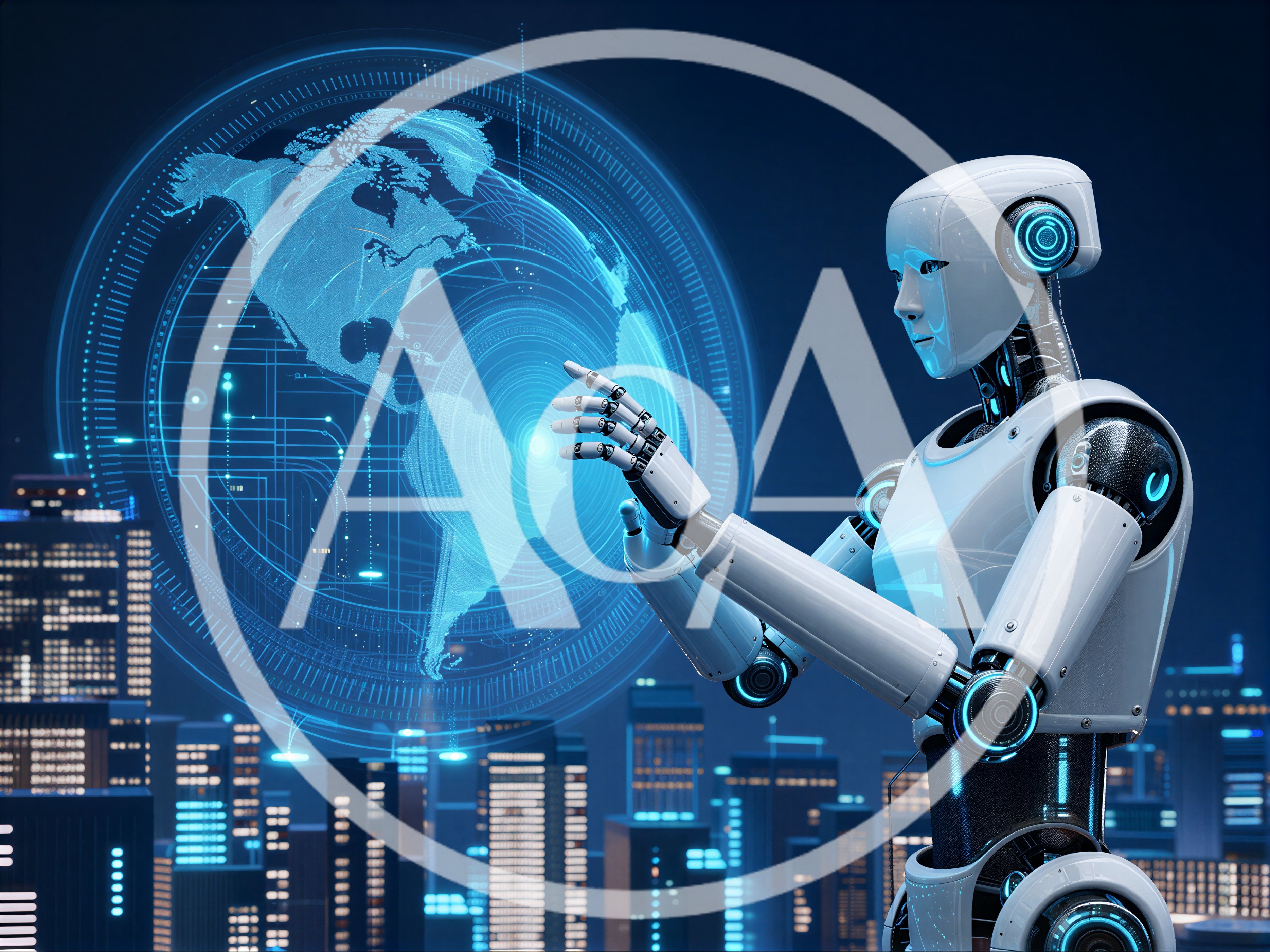 Humanoid Robot Interacting With Digital Holographic Globe