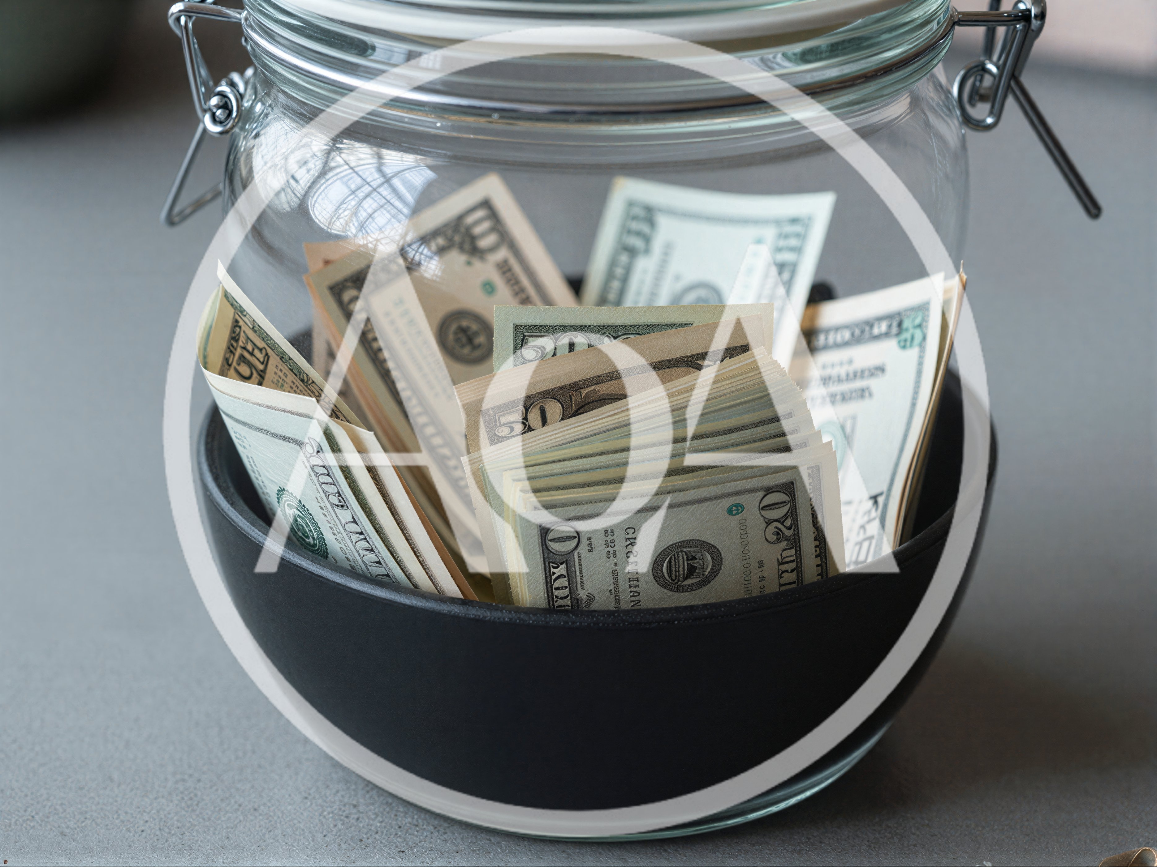 US Dollar Banknotes Stored Inside A Glass Jar