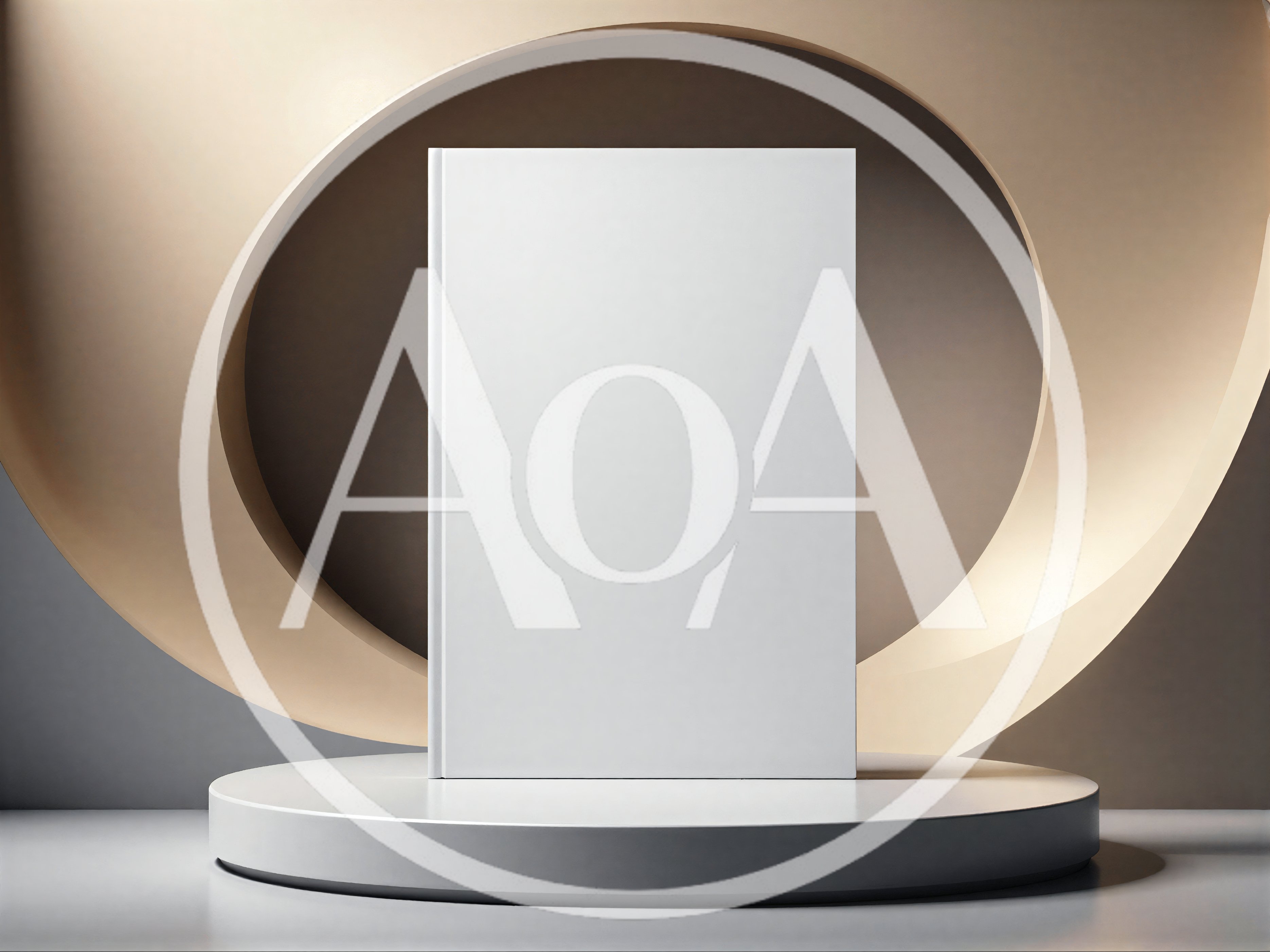 Blank White Book Standing On A Minimalist Pedestal