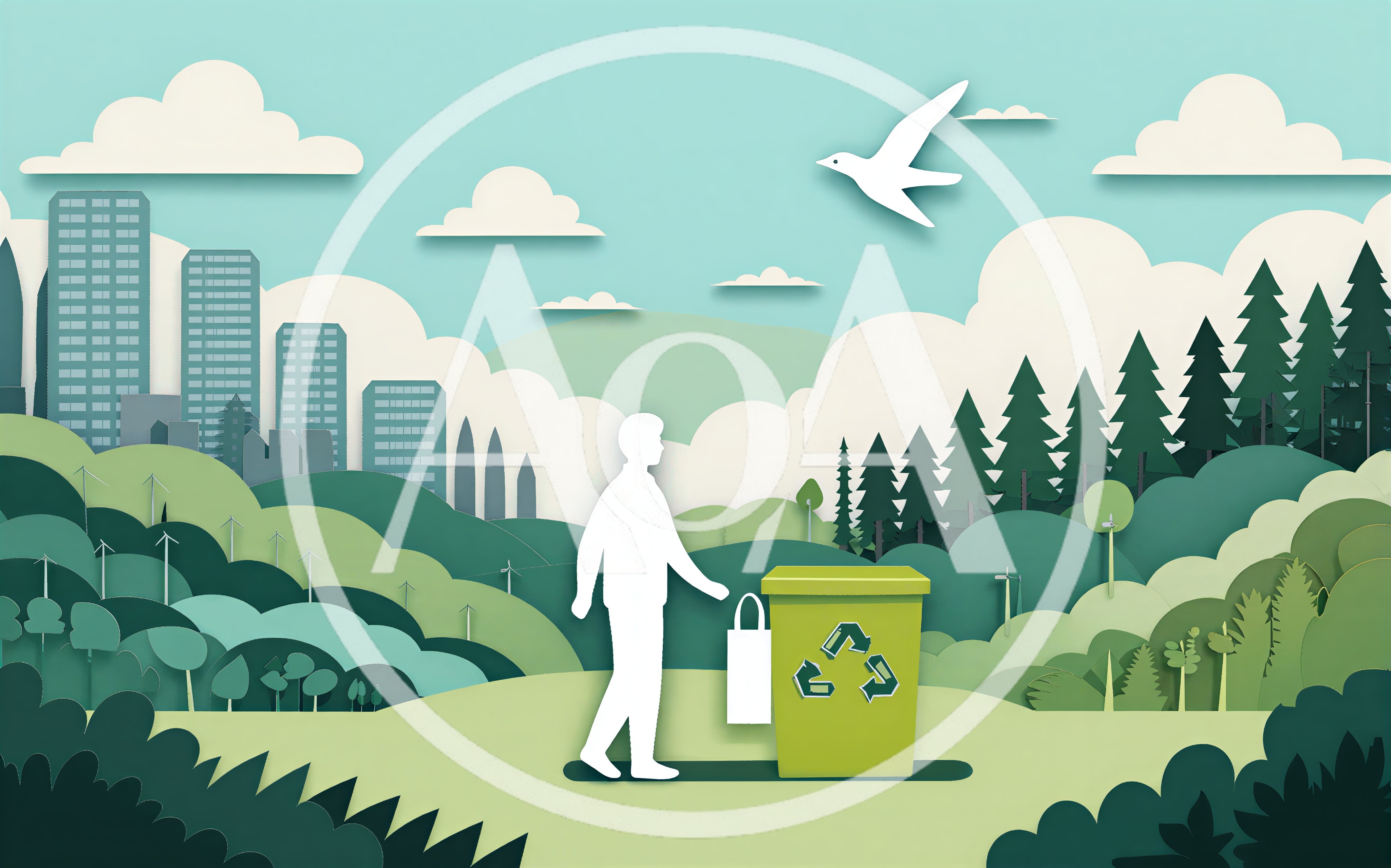 Paper Cutout Illustration Of Person Recycling In Nature