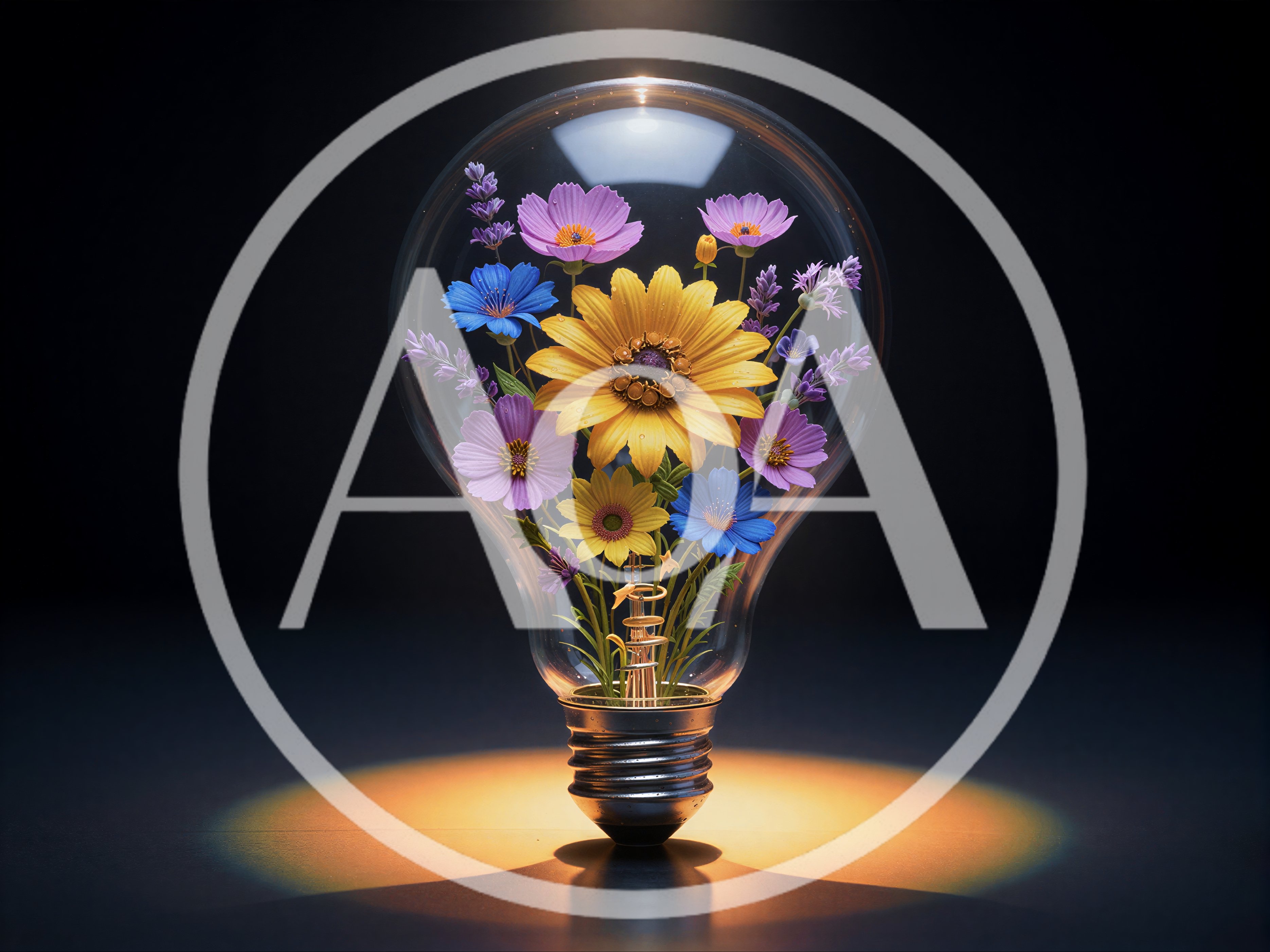 Flowers Blooming Inside A Glass Light Bulb