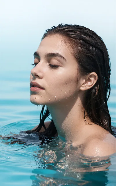 Young Woman Relaxing In Swimming Pool