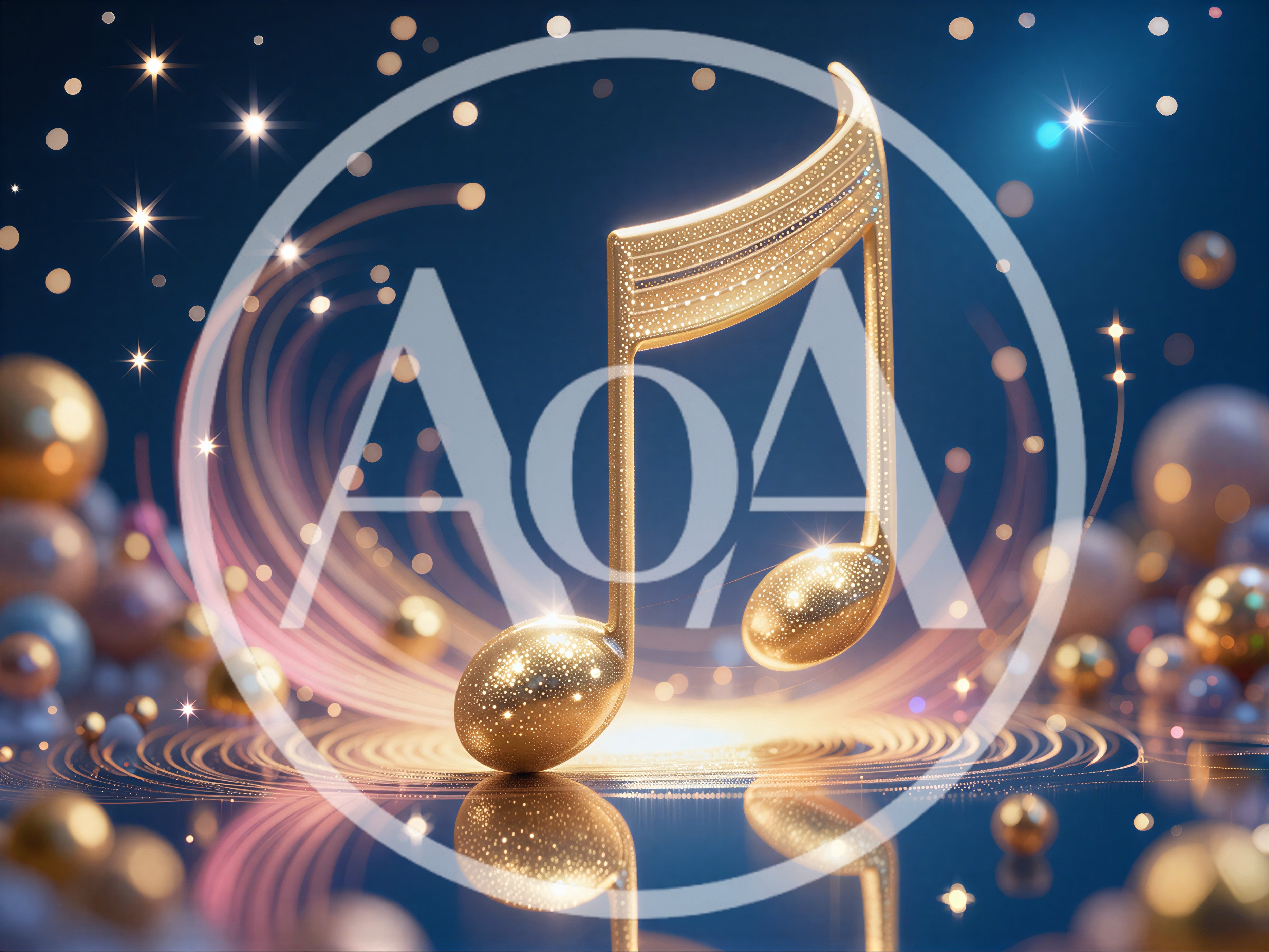 Golden Musical Note Symbol With Sparkling Light Effects