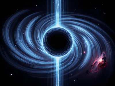 Supermassive Black Hole With Accretion Disk And Jet