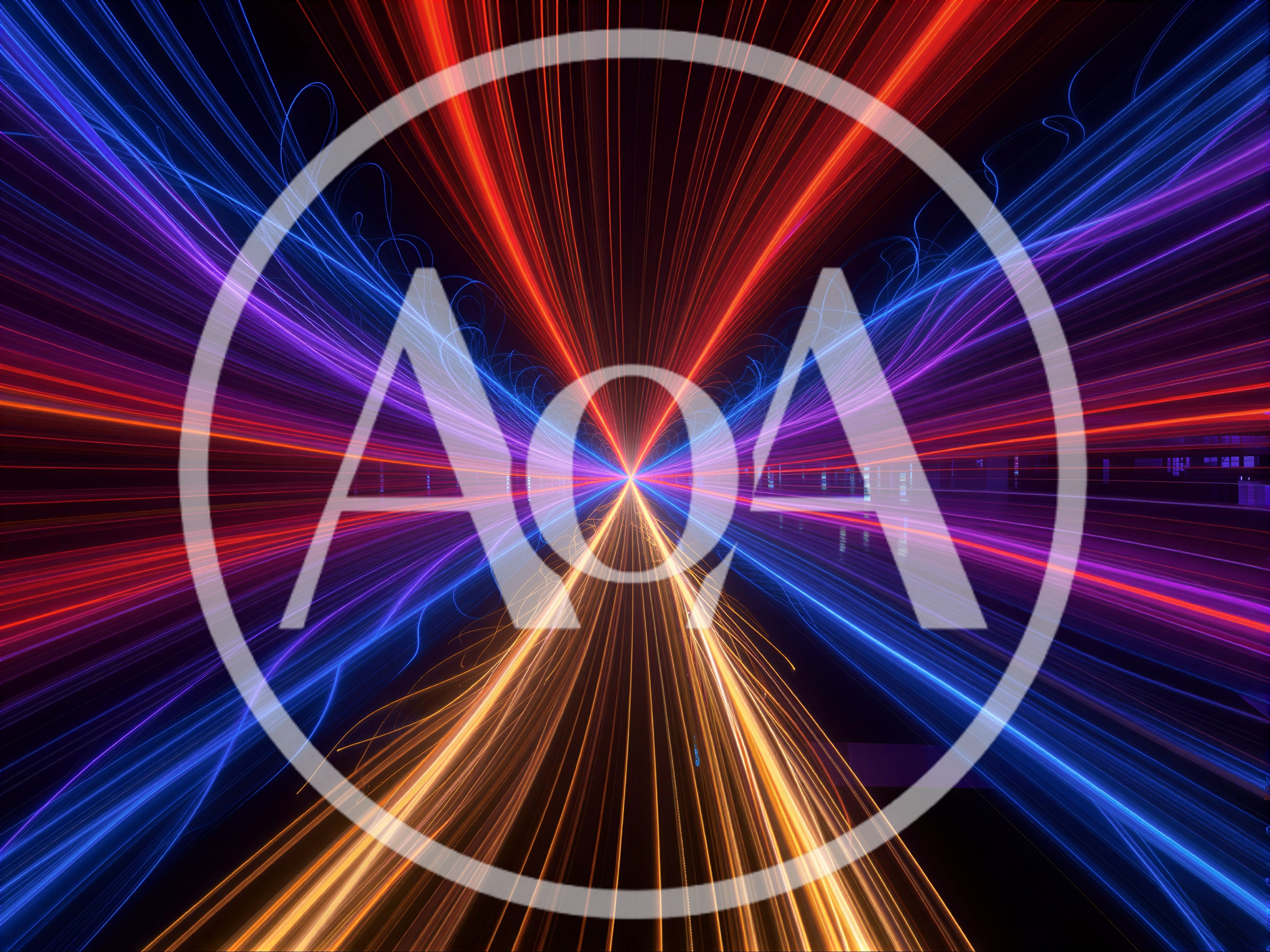 Abstract Light Trails Converging In A Digital Tunnel