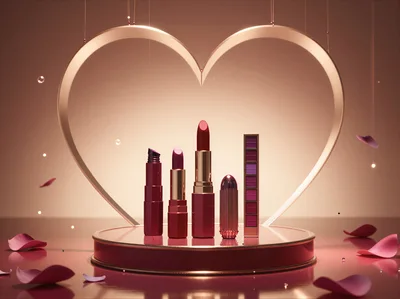 Luxury Lipstick Collection Displayed On A Circular Podium