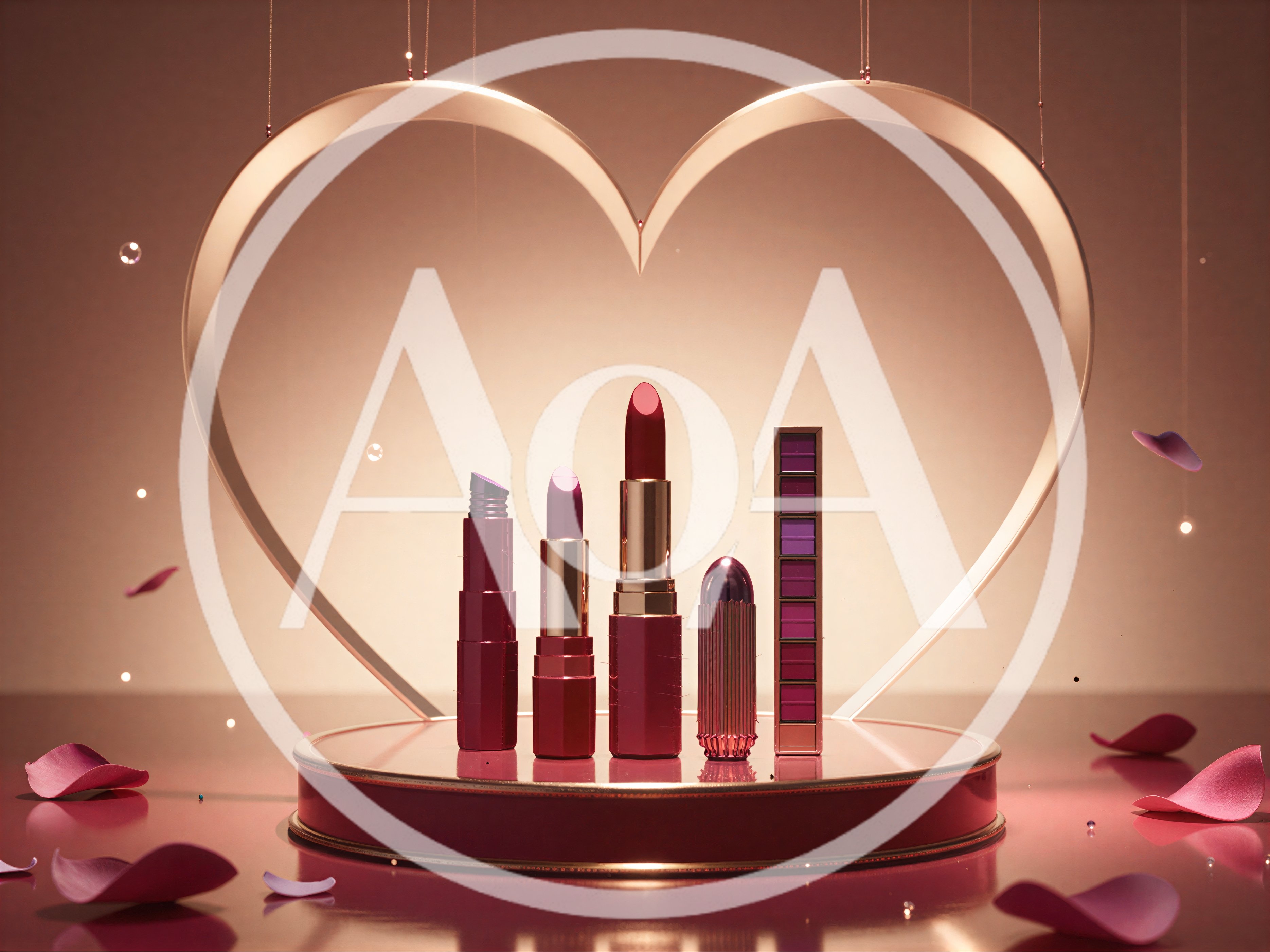 Luxury Lipstick Collection Displayed On A Circular Podium